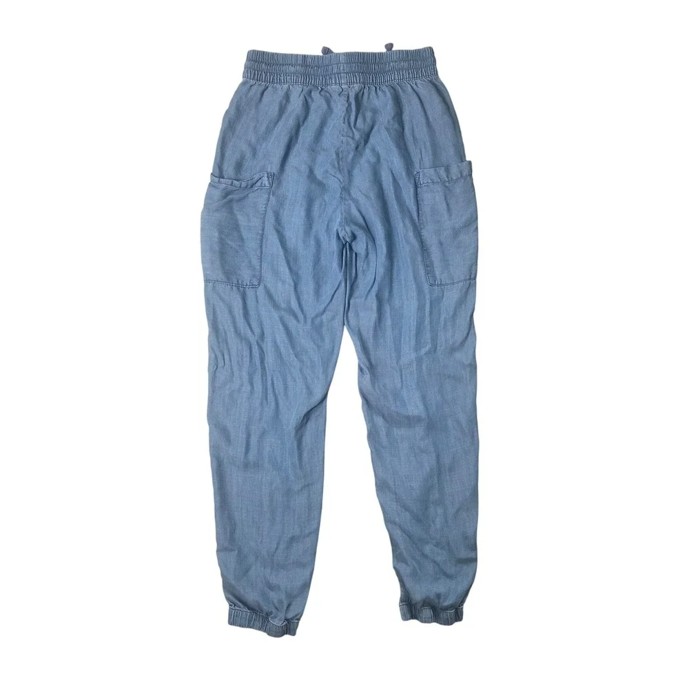 Indigo Rein XS Light Wash Chambray Cargo Jogger Pants Boho Soft Utility Lounge